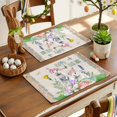 thumbnail image 2 of Happy Easter Rabbits Placemats Set of 12, Spring Pink Flower Egg Butterfly Vintage Heat Insulated Linen Place Mats, Washable Stain-Proof Table Mats for Dining Tables Holiday Decor 13x19 Inches, 2 of 9