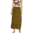 thumbnail image 3 of Women Solid Skirt Long Ruffle Layered Ladies Skirts for Summer with Elastic Waist Online, 3 of 7