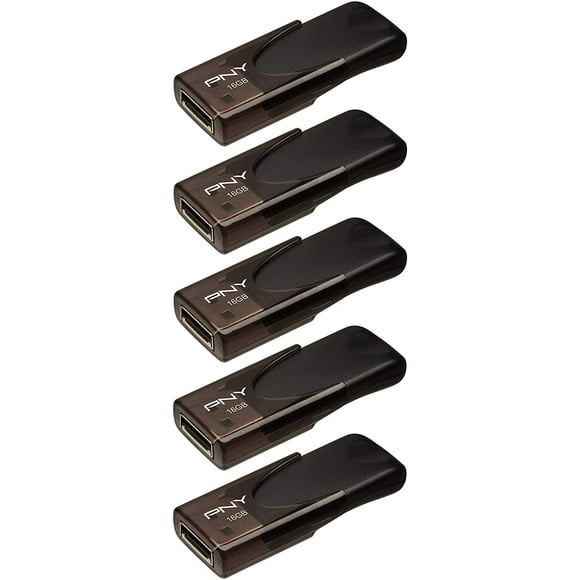 PNY 16GB Attaché 4 USB 2.0 Flash Drive - 5-Pack - Black (P-FD16GX5ATT4-EF)