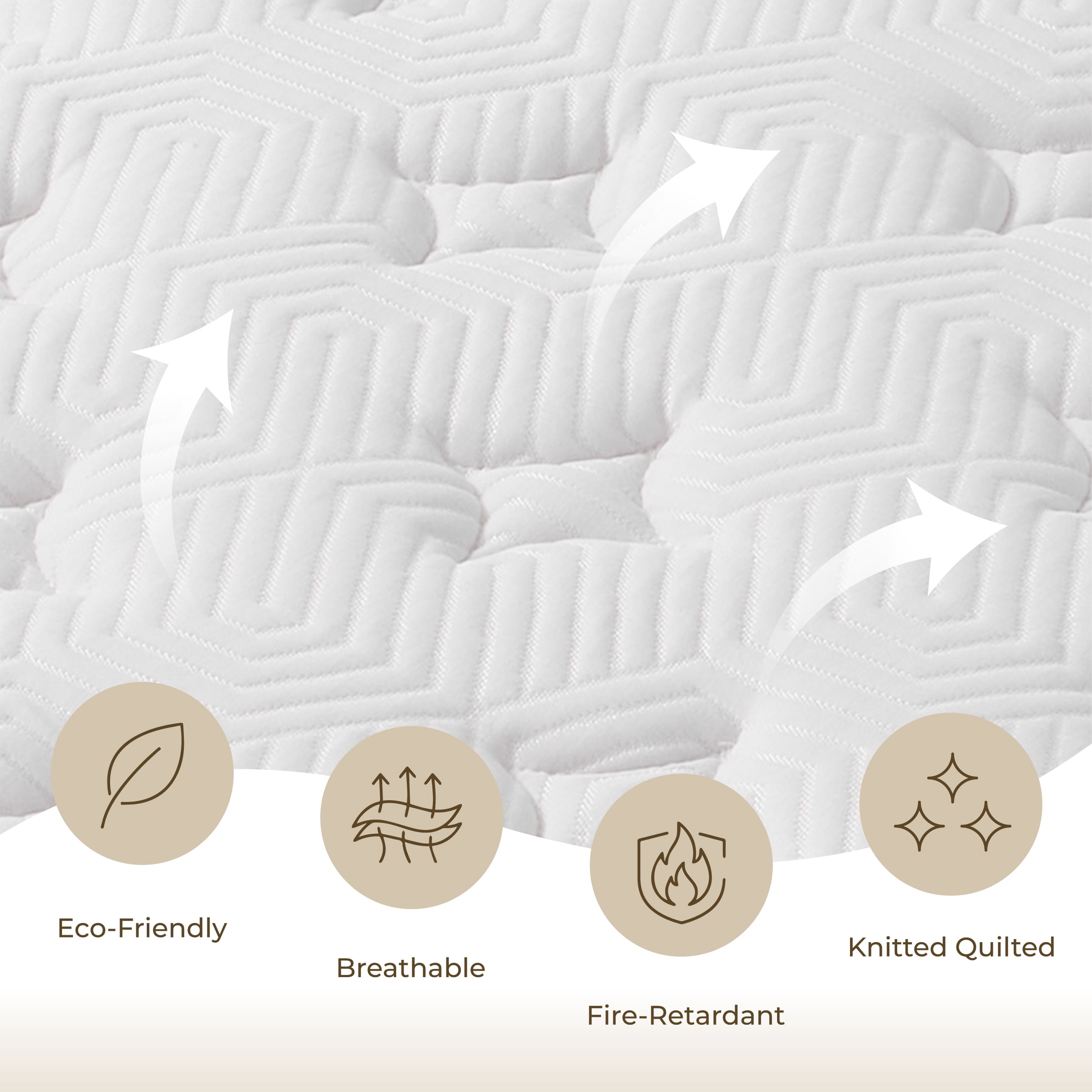 Arctus 12" Queen Size Hybrid Mattress Medium Firm with Pocketed Springs,Multi-Layer with Breathable Cooling Motion Isolation Reinforced Edges, Bed-in-a-Box with Side Handles