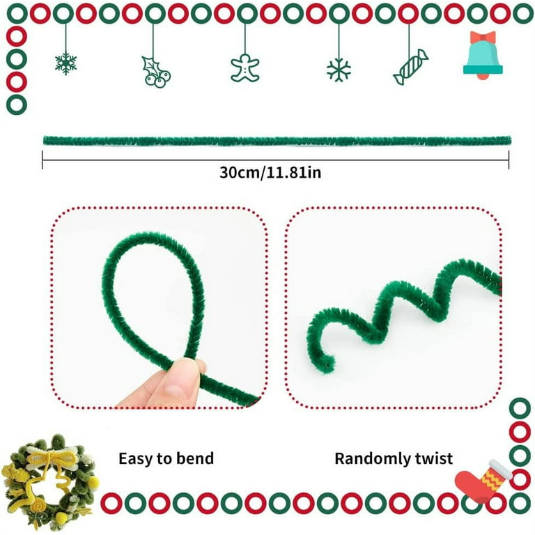 TOCOLES Pipe Cleaners Craft Supplies - 100pcs Dark Green Pipecleaners Craft Kids DIY Art Supplies, Pipe Cleaner Chenille Stems, Dark Green Pipe Cleaners Bulk