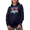 thumbnail image 2 of Long Beach California with a Palm Tree, Navy Blue Hooded Sweatshirt or Hoodie, Medium, 2 of 5