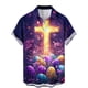 thumbnail image 3 of Ceisia Easter Graphic Print Shirt Men's Relaxed Fit Short Sleeve Button-Down Casual Top with Pocket Purple M Gifts, 3 of 4