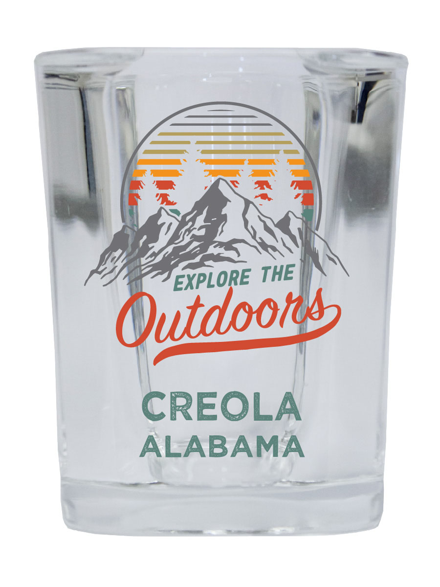 Creola Alabama Explore the Outdoors Souvenir 2 Ounce Square Base Liquor