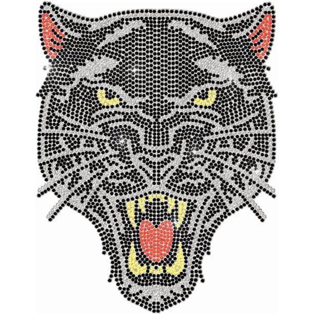 Parches termoadhesivos de diamantes de imitación de animales de Pantera Negra para ropa, 11.6" x 8.2", apliques termoadhesivos de lentejuelas grandes