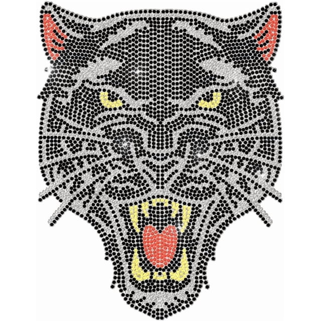 Parches termoadhesivos de diamantes de imitación de animales de Pantera Negra para ropa, 11.6" x 8.2", apliques termoadhesivos de lentejuelas grandes
