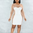 thumbnail image 2 of Birdeem Robe Mode Femme Manches Longues Diamant Col Rond Perspective Slim, 2 of 9