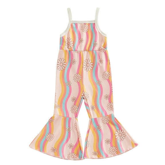 Bagilaanoe Newborn Baby Girl Summer Jumpsuit Sleeveless Striped Print Romper  Overalls 6M 12M 18M 24M 3T 4T Kids Flare Pants Summer Clothes