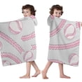 thumbnail image 4 of Gray Pink Baseball Stitches Pattern Hooded Bath Towel，50"x30" for Ages 3 To 12 Kids, Quick Dry Lightweight Soft Microfiber Hood Beach Towel Cover Up for Kids, 4 of 7