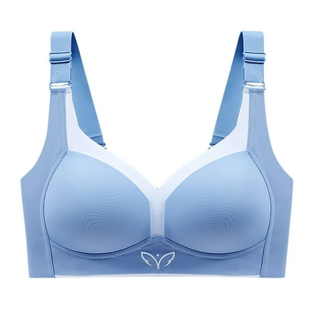 

UoCefik Women s Seamless Wire Free Bras Minimizer Comfortable Compression Bra Blue 42C