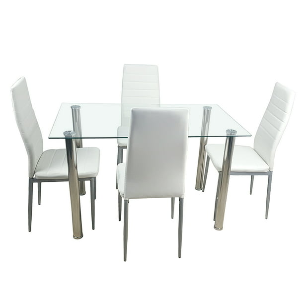 Elegant Tempered Glass Kitchen Table, Small Nook Table And Chairs