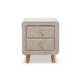 thumbnail image 2 of Baxton Studio Jonesy Mid-Century Beige Linen Upholstered 2-Drawer Nightstand, 2 of 7