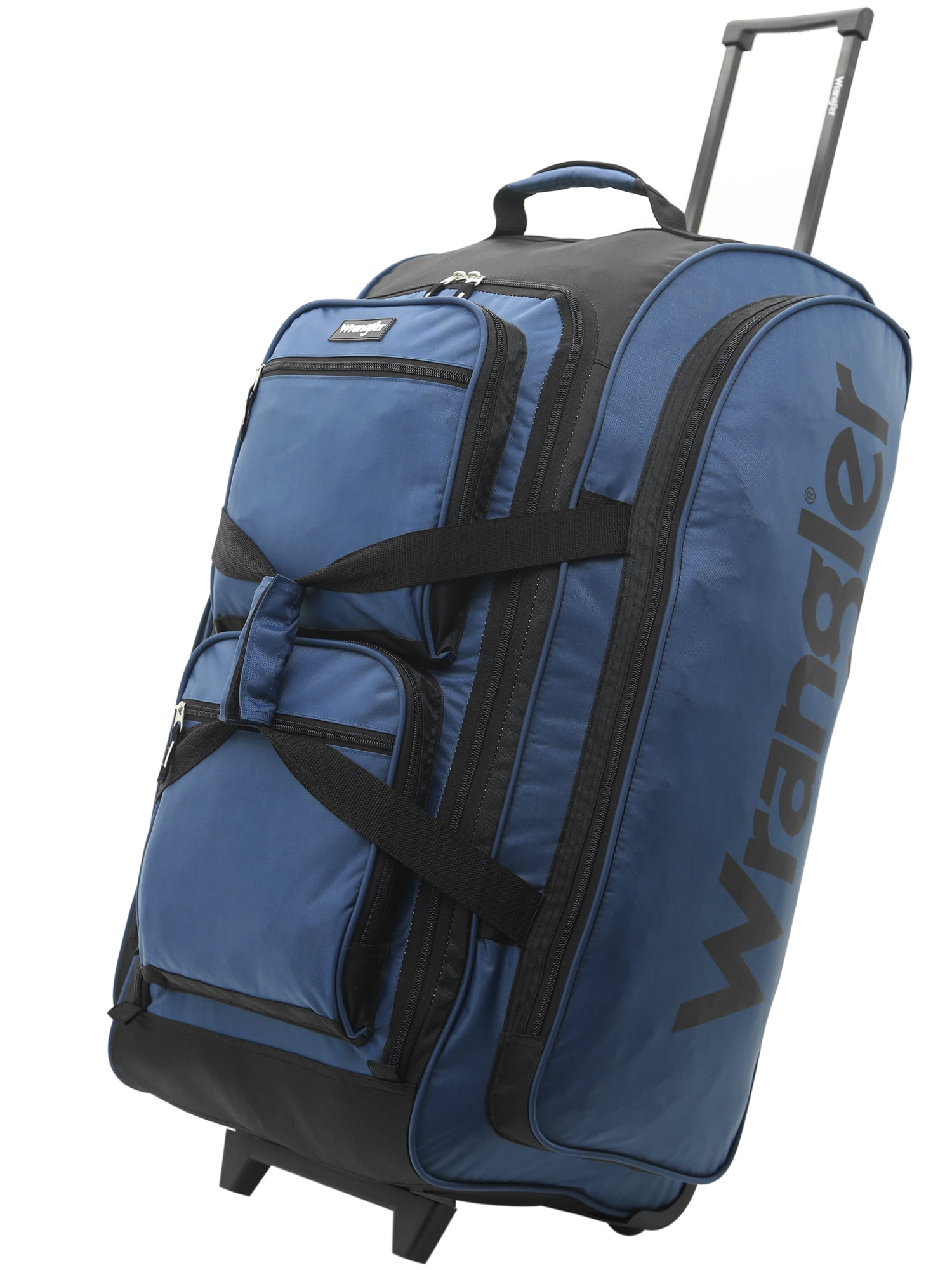Wrangler 30” Multi-Pocket Rolling Duffel w/ Telescopic Handle, Navy