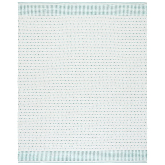 SAFAVIEH Montauk Nuala Abstract Dots Cotton Area Rug, Aqua/Ivory, 8' x 10'