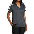 thumbnail image 3 of Mafoose Women's Silk Touch Performance Colorblock Stripe Polo Steel Grey/ White Small, 3 of 5
