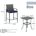 thumbnail image 3 of OC Orange-Casual Patio Bar Set, All-Weather Wicker, 2 Height Rattan Bar Stools with Wood Grain Top Coffee Table, for Porch, Garden, Bistro, Navy Blue Cushion, 3-Piece, 3 of 6