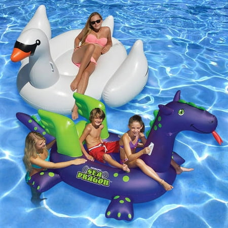 Swimline Ride-On Floats, White Swan and Sea Dragon