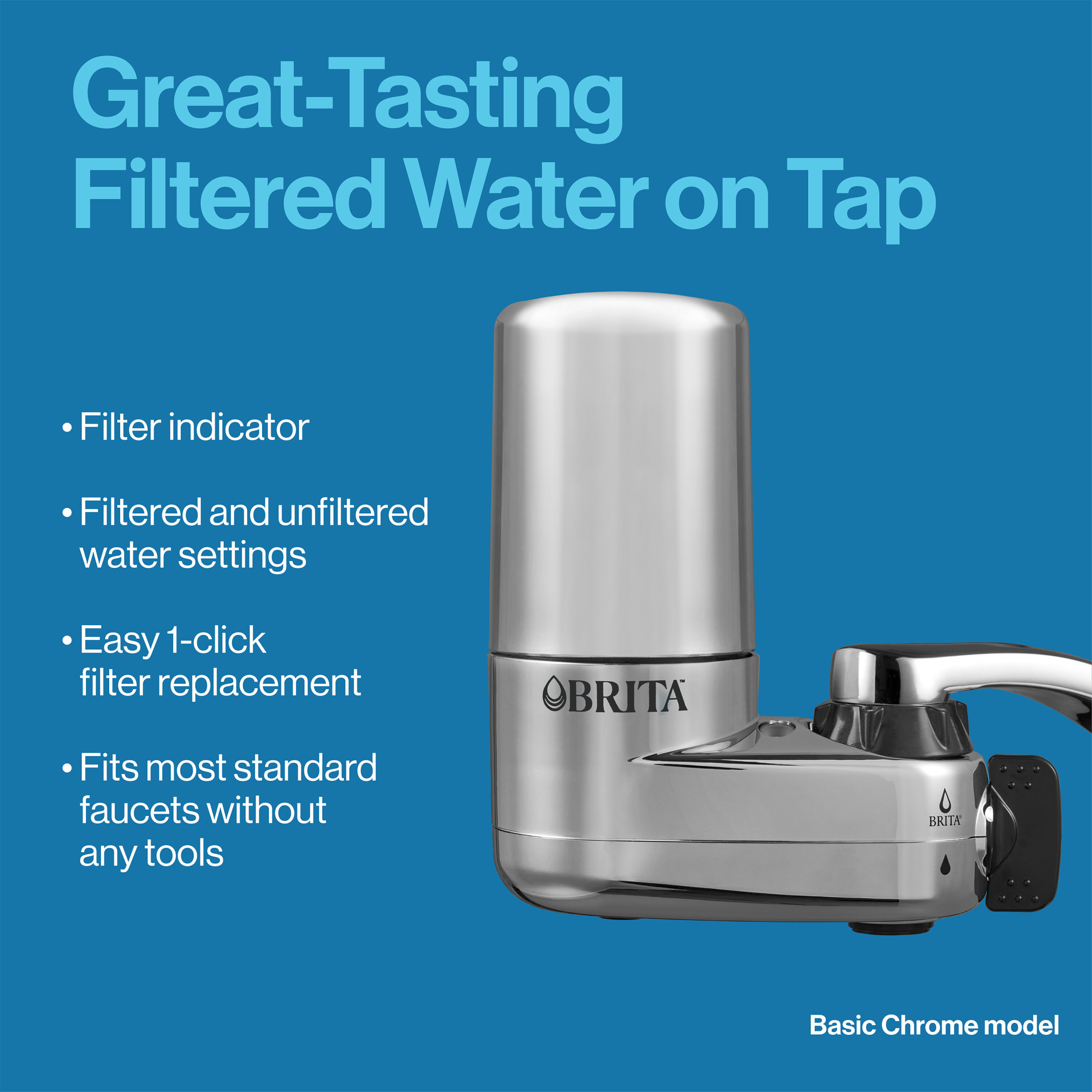 Brita Elite Water Faucet Filtration Mount System, Fits Standard Faucets, Chrome, Includes 1 Filter - image 5 of 9