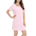 thumbnail image 3 of Valcatch Women's Nightgown Short Sleeve Crew Neck Nightdress Casual Loose Soft Comfy Loungewear with Built in Bra, 3 of 7