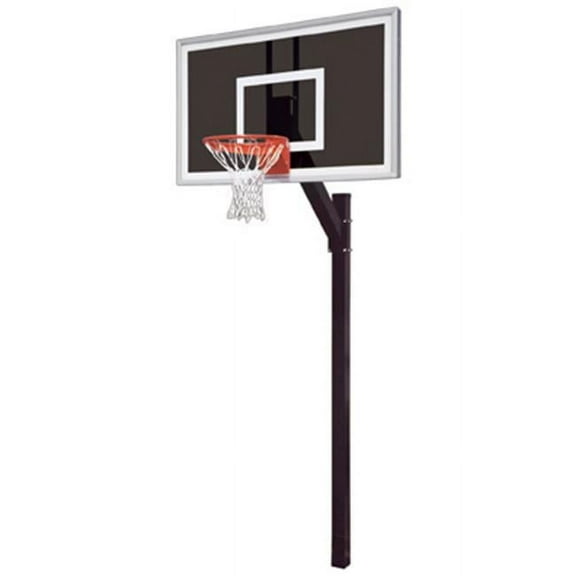 Legacy Eclipse Steel-Smoked Glass In Ground Fixed Height Basketball System, Gold