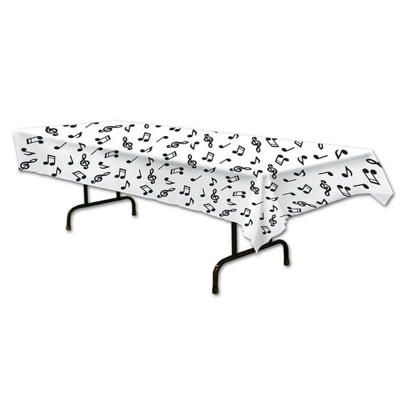 Party Central Club Pack of 12 Black and White Musical Notes Rectangular Tablecovers 54" x 108"