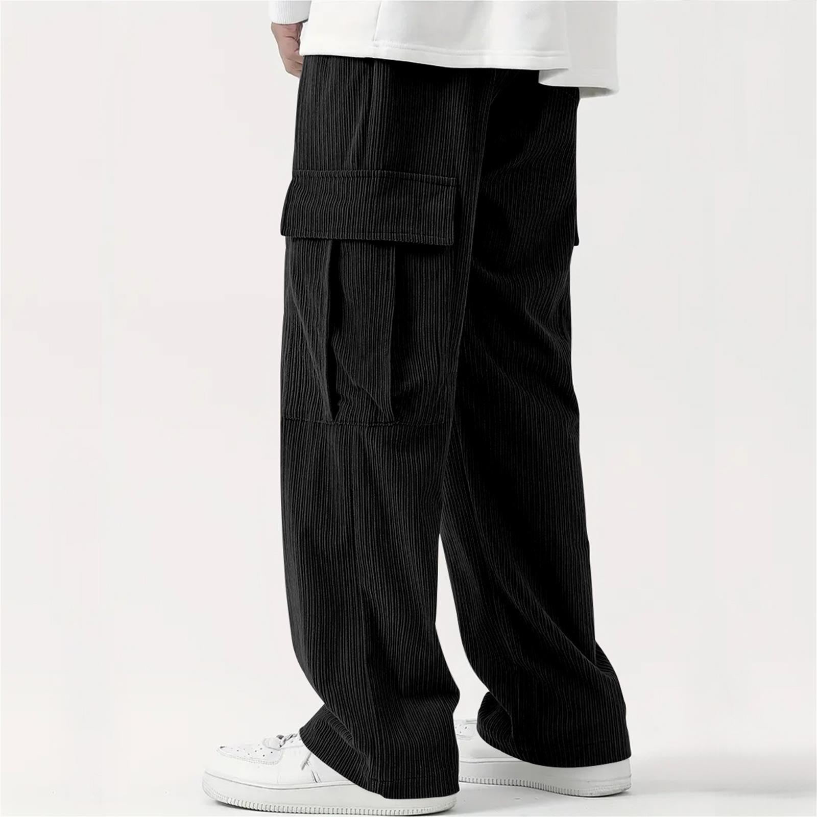 GHSOHS Men's Corduroy Cargo Pants Versatile Casual Workwear Wide