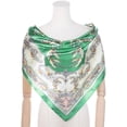 thumbnail image 2 of INSPIRE CHIC Women Floral Printed Square Scarves 35" Large Silk Feeling Satin Scarves Head Wrap Bandanas 90x90cm Green, 2 of 6