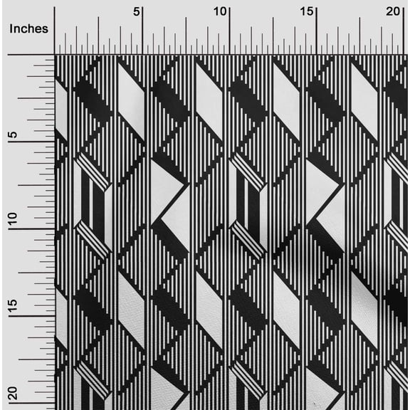 oneOone Cotton Cambric Fabric Parallelogram & Triangle Geometric Print Fabric By The Yard 56 Inch Wide