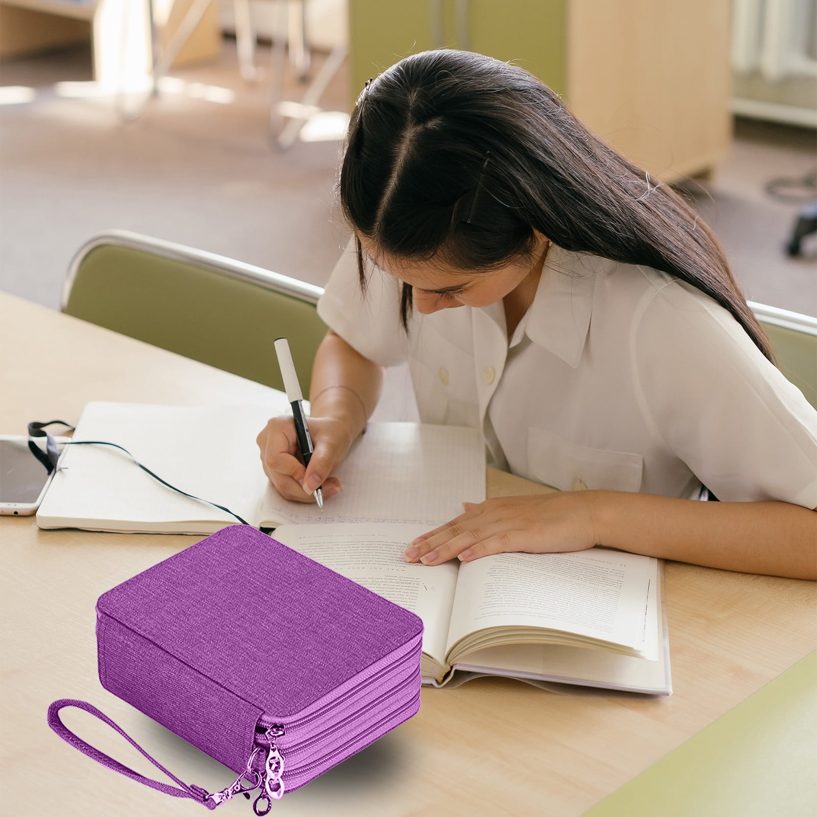 Specollect Clearance 4Pcs Large Capacity Pencil Case,72 Slots Colored Pencil Pouch Bag Portable Pencil Holder Stationery Organizer with Compartments for Office and Travel 20x7x16cm