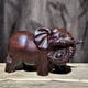 thumbnail image 1 of Ebony wood carved solid wood elephant figurine, a pair of elephants, a housewarming gift for the living room, a new home opening gift, or a gourd elephant., 1 of 4