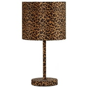 Homestock Old World Opulence 19.25" Faux Suede Leopard Print Metal Table Lamp