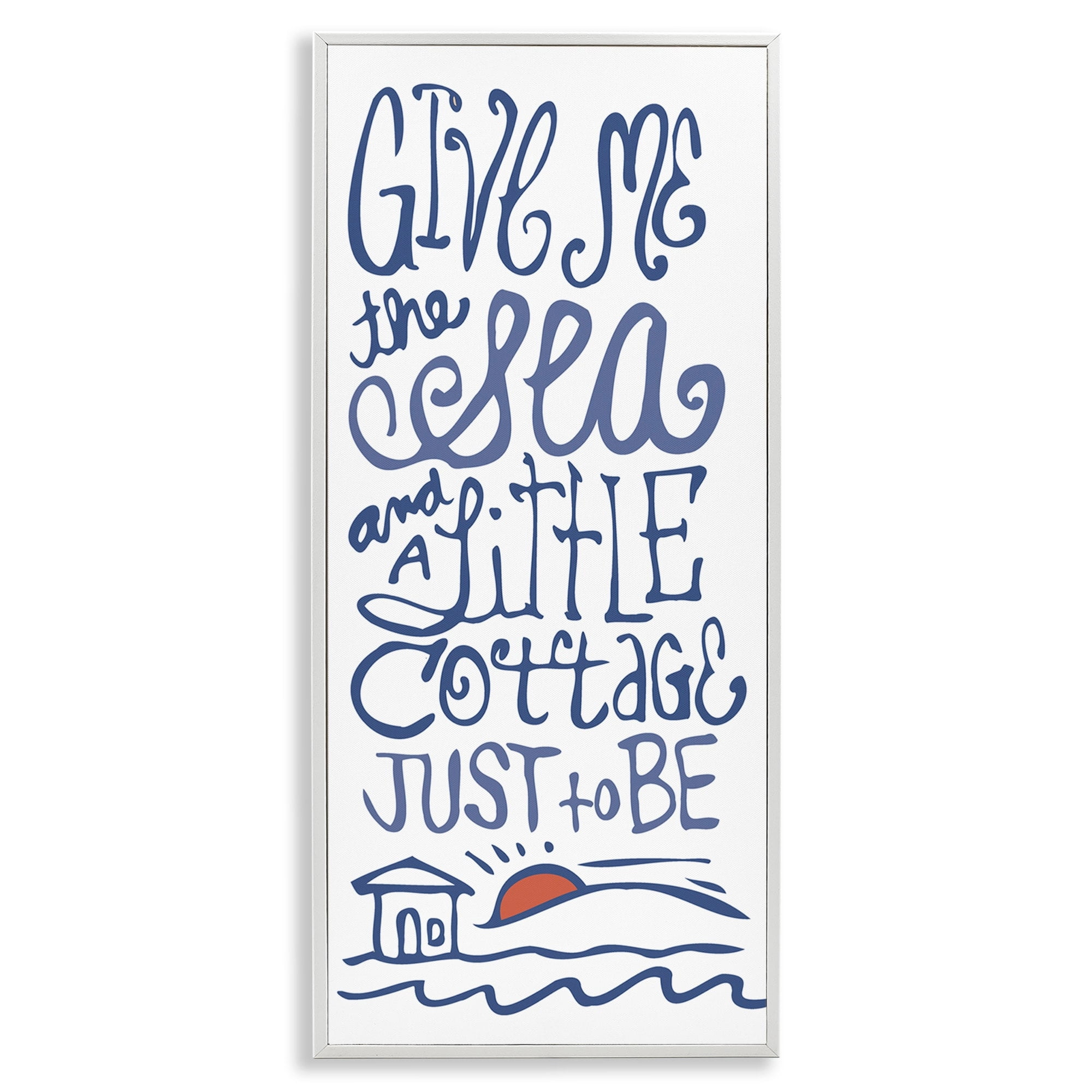 Stupell Industries Sea & Cottage Beach Life Calligraphy House Motif Graphic Art White Framed Art Print Wall Art, Design by Kendra Shedenhelm