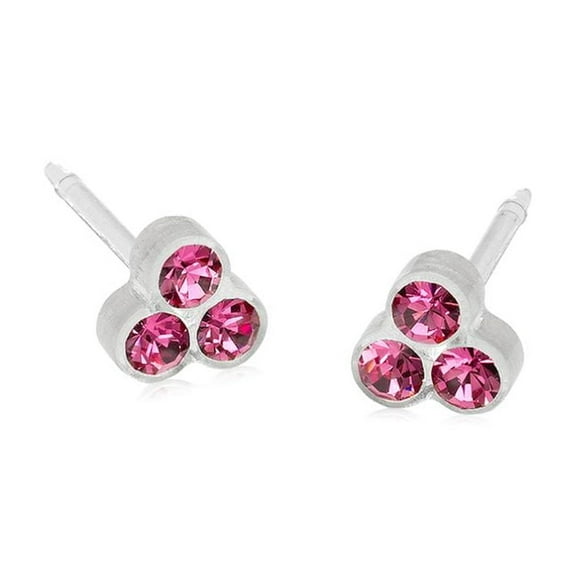 Blomdahl | Nickel Free | Medical Plastic 6mm Clover Crystal Stud Earrings | Best Choice For Sensitive Ears