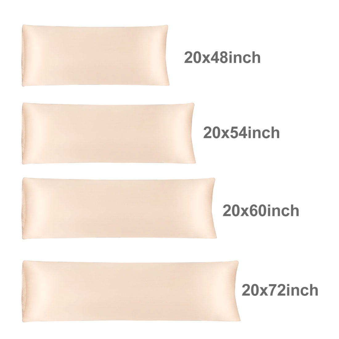 Unique Bargains Luxury Silky Satin Body Pillow Case Khaki 20" x 48"