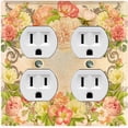 thumbnail image 1 of Metal Light Switch Plate Outlet Cover Pink Rose Frame Wallpaper ROS023, 1 of 13