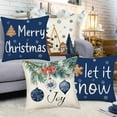 thumbnail image 2 of Merry Christmas Pillows Covers 18x18 Inch Set of 4 Let it Snow Snowflake Christmas Tree Joy Xmas Balls Throw Pillow Cover Blue Winter Holiday Cushion Case Farmhouse Decoration for Sofa Couch, 2 of 5