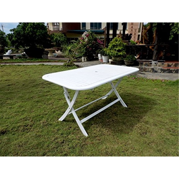 International Caravan Acacia Rectangular Folding Table-Color:Antique White