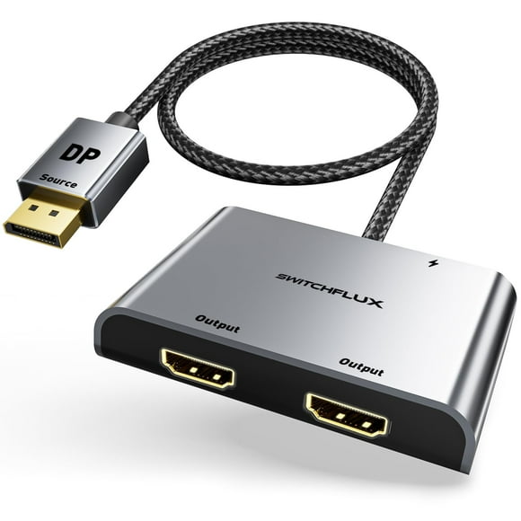 Adaptador DisplayPort a HDMI dual SWITCHFLUX 4K @60Hz, 1 entrada y 2 salidas