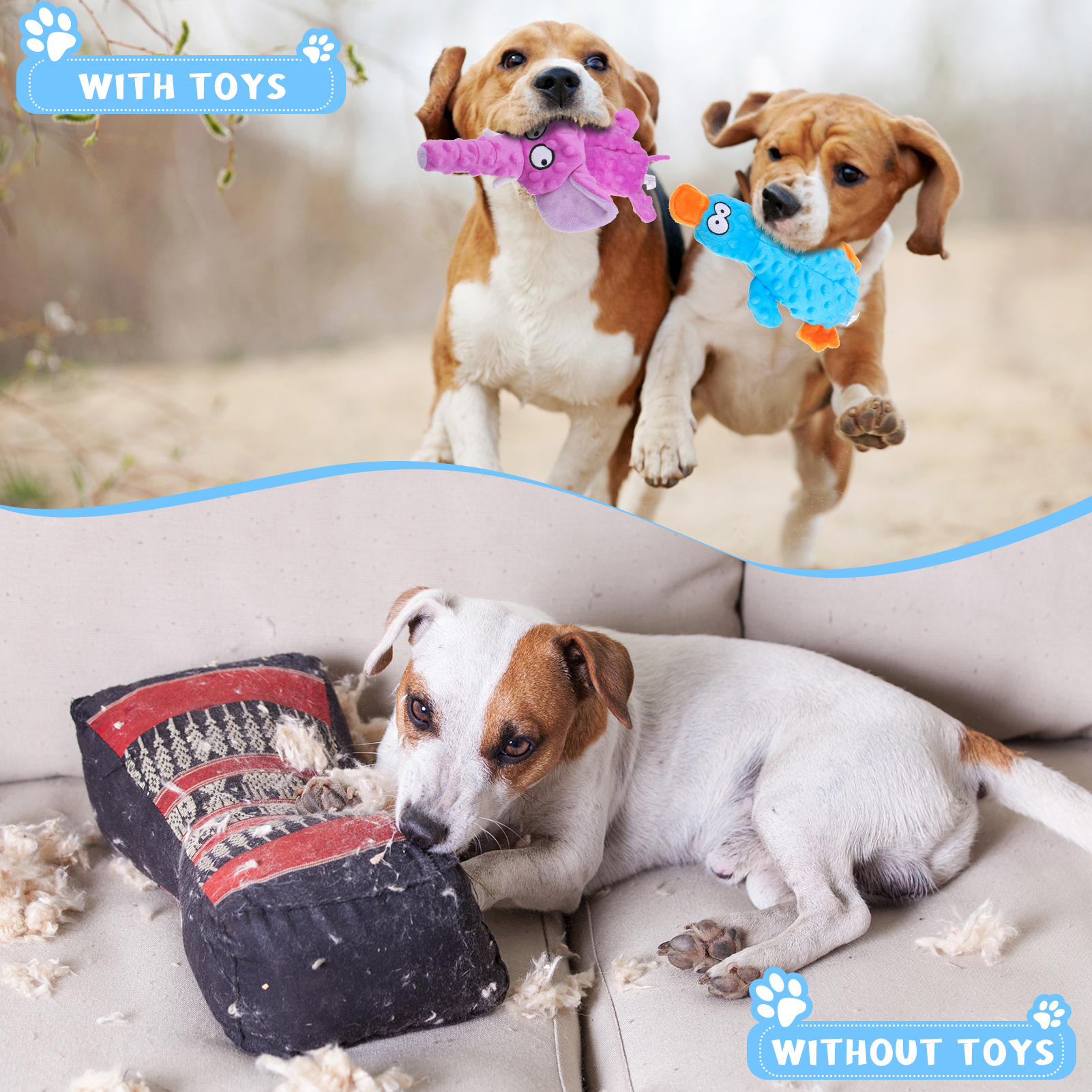 Sixwipe 2-Pc Squeaky Crinkle Dog Toys, Small photo 5