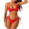 thumbnail image 1 of KIHOUT 2025 Women's Two Piece Bikini Swimsuit Sexy Ribbed Triangle Top Bathing Suits String Bikini Sets for Beach Pool Party, 1 of 4