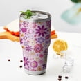 thumbnail image 3 of 30oz Lightpink Daisy Flower Purple Blooms Pattern Tumblers Stainless Steel Tumbler with Lid and Straw,Vacuum Insulated Double Wall Travel Tumbler Cups Mug with Cleaning Brush for Coffee,Tea, 3 of 7