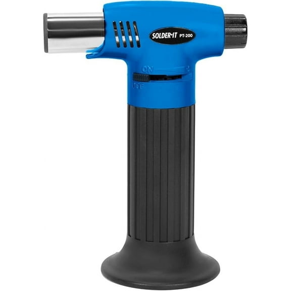 Solder-It Blue Pro-Torch PT-200 | Mini Butane Torch Lighter | Compact Blow Torch, Soldering Tool, and Grill Lighter | Waterproof Piezo Electronic Ignition System | For Soldering, Brazing, and Plumbing