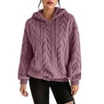thumbnail image 2 of Ovbmpzd Plus Size Womens Sweatshirts Cozy Fleece Lined Purple Hoodie Thickened Hooded Long Sleeve Womens Sweatshirt,XL, 2 of 6