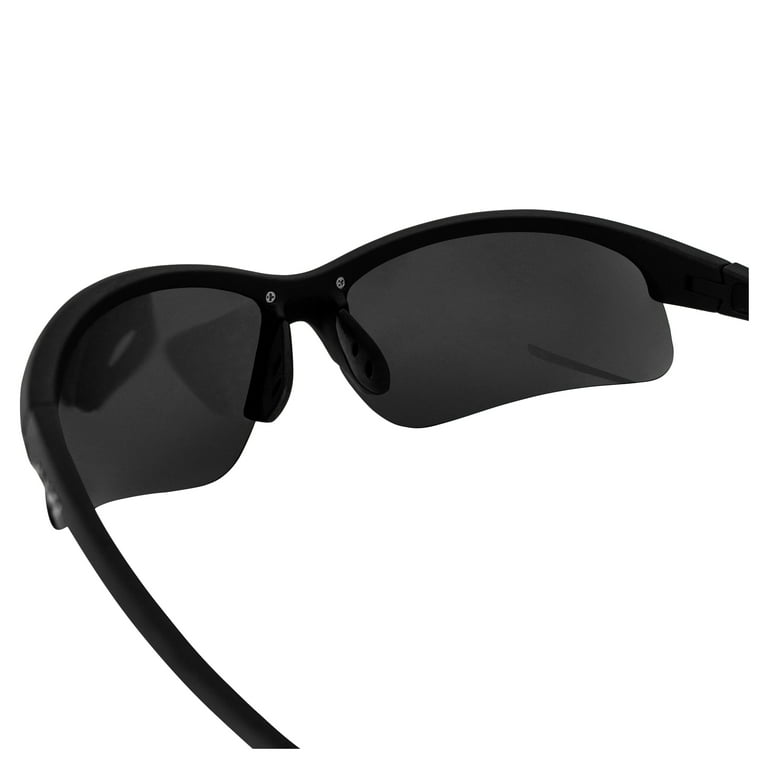 Maxx Domain Sport Golf Cycle Sunglasses Black with Polarized Smoke Lens