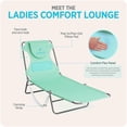thumbnail image 5 of Ostrich Ladies Comfort Lounger, Beach Camping Pool Tanning Chair, Teal, 5 of 12