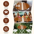 thumbnail image 7 of Burnt Orange Beige Striped Round Tablecloth, Fitted Table Cover with Elastic for 36"-44" Round Tables, Modern Farmhouse Retro Lines Table Cloth Outdoor Indoor Dinning Party Waterproof Tablecloths, 7 of 7