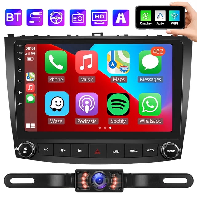 2+64GB Android 13 Car Stereo for Lexus IS250 IS350 2006-2012 with Wireless Carplay Andriod Auto 10inch Car Radio Support GPS Navigation WIFI SWC FM/RDS Backup Camera