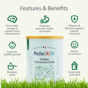 (3 pack) PediaGROW Toddler Formula, European, Nutritional Drink Powder with Grass-Fed Milk, Clean-Label and Non-GMO, 14.1 oz Can