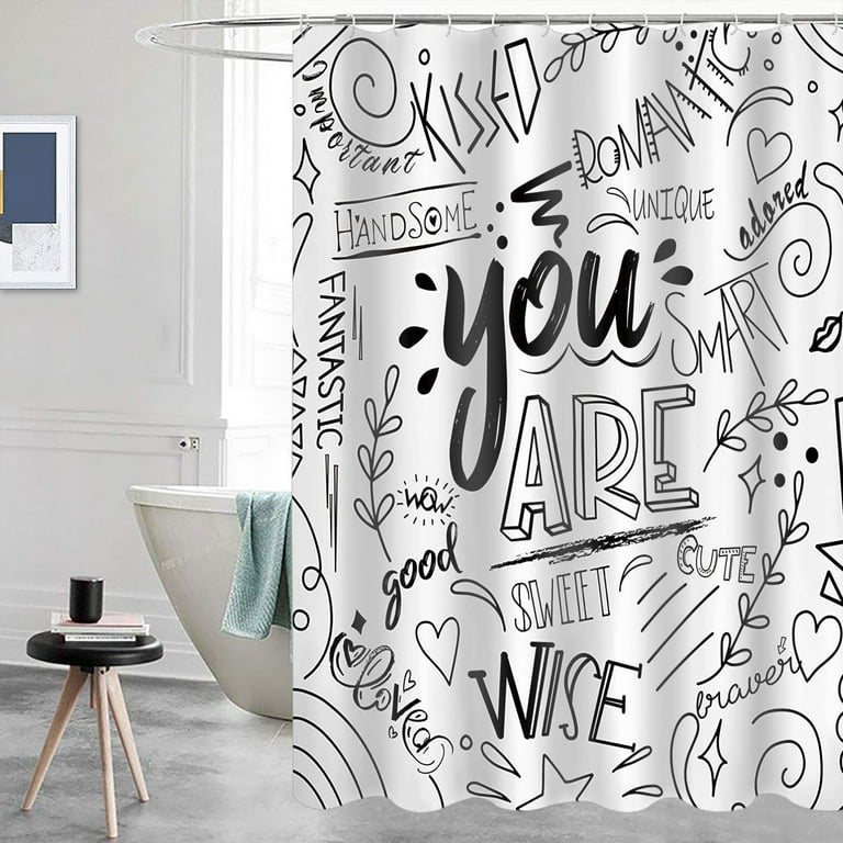 Funny Shower Curtain for Bathroom Accessories Inspirational Funny Quotes  Cool Shower Curtain Set 72x72in