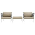 thumbnail image 3 of Modway Harmony Ensemble de Canapé Sectionnel d'Extérieur en Aluminium 3 Pcs pour Patio, Blanc Beige, 3 of 7
